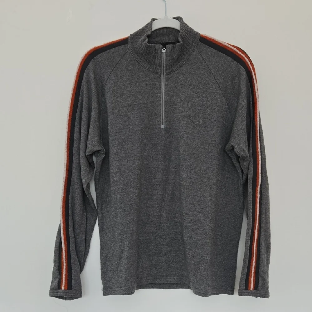 Men's Gray Half-Zip Icebreaker merino wool sweater gray warm outdoor Medium - Picture 1 of 6